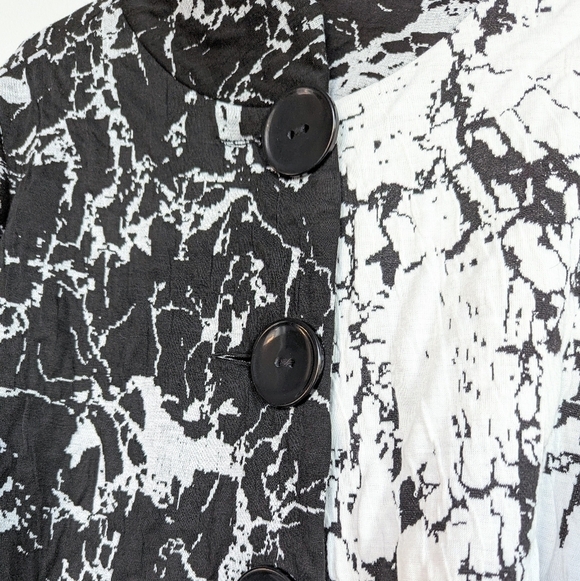 JM Collection Colorblock Marble Print Quilted ¾ Sleeve Jacket Black White- sz 1X - Picture 6 of 11